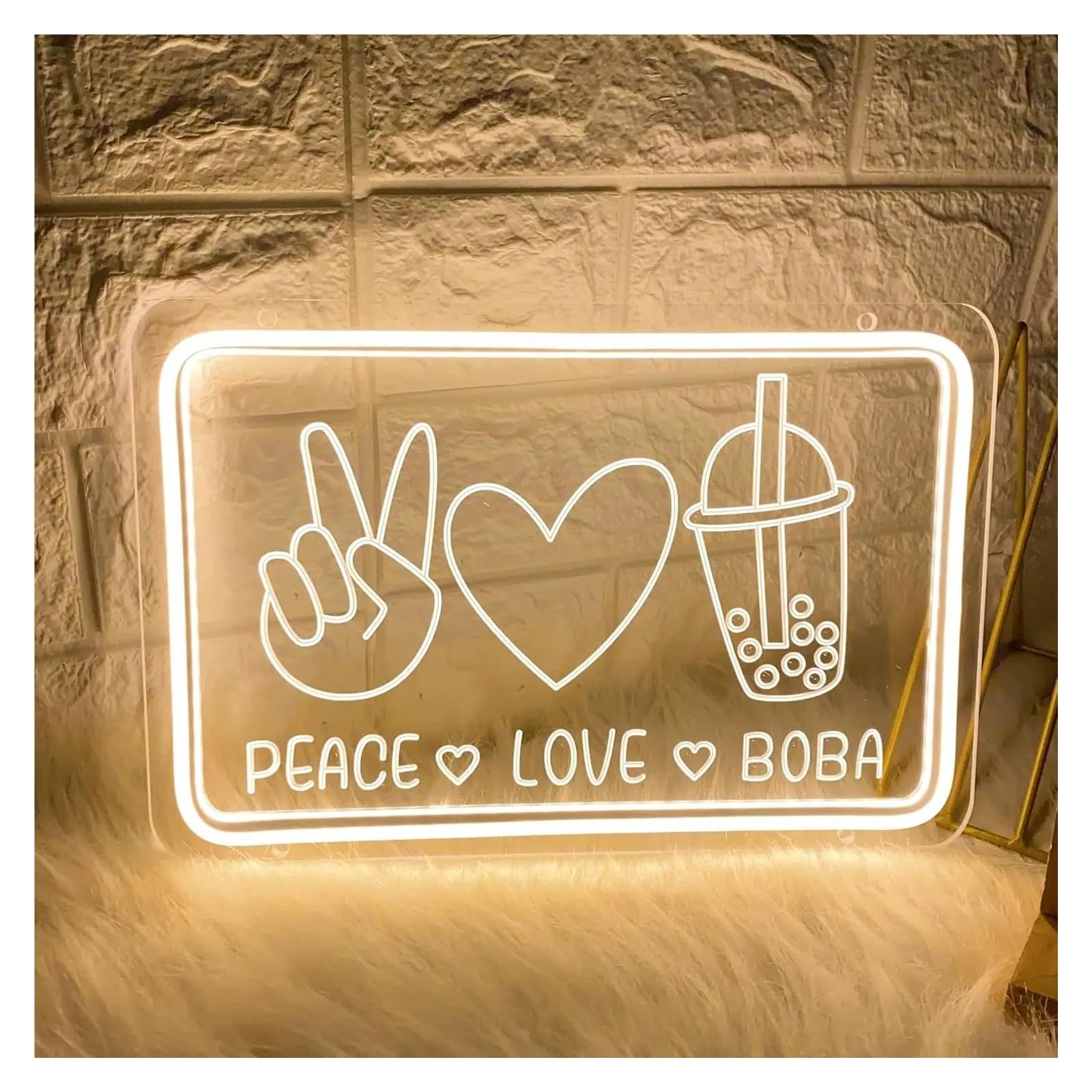 XENITE Luces Art Decoration Christmas Letreros De Neón Peace＆Love＆Bobapara Té De Burbujas, Té Con Leche, Tienda, Bar, Escaparates, Decoración De Pared, Dormitorio Infantil, 20 X 30 Cm