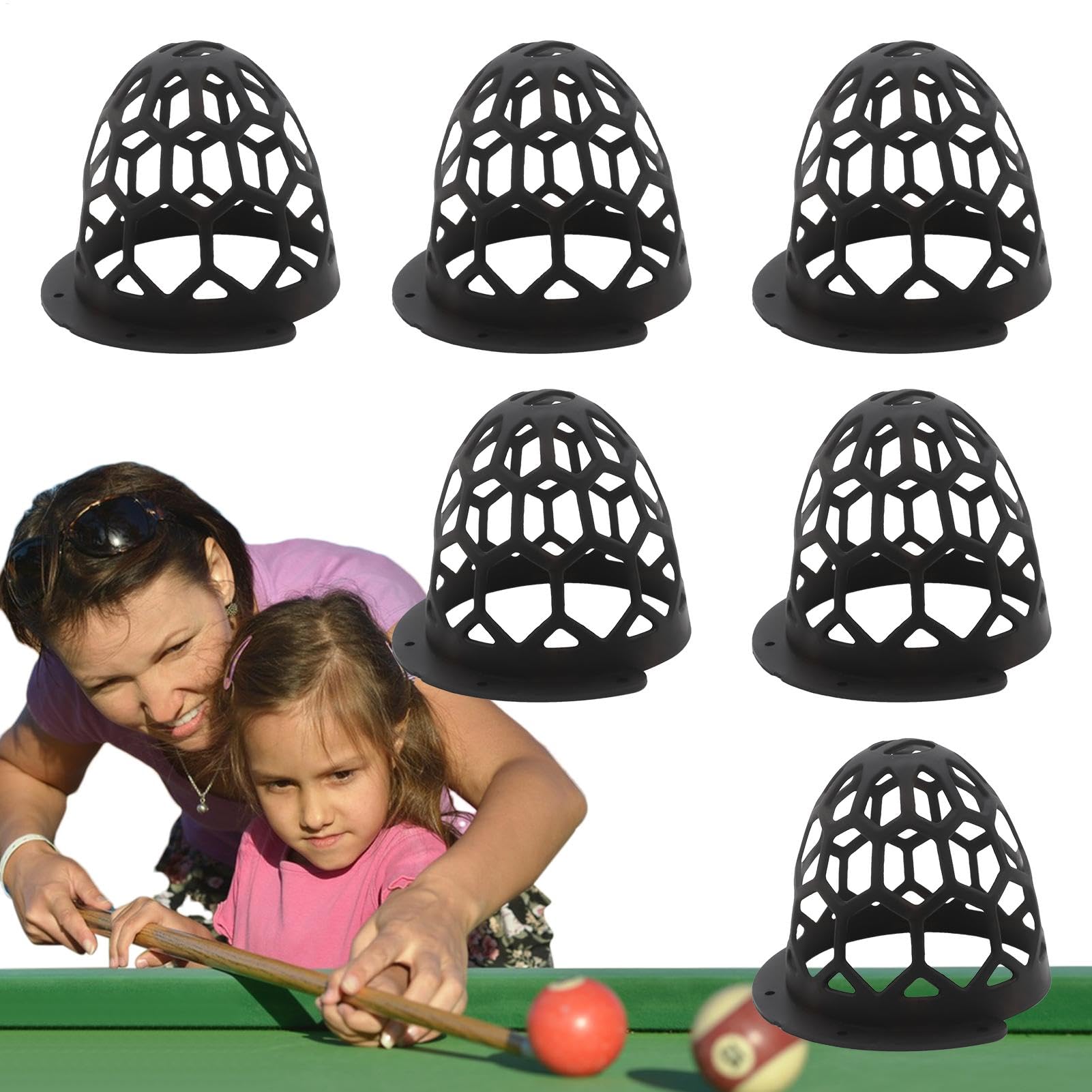 Set 6 Reti Sostituzione Per Tasche Da Biliardo - Fondo Aperto In Cotone Resistente - Accessorio Per Tavolo Biliardo (Nero) - 5