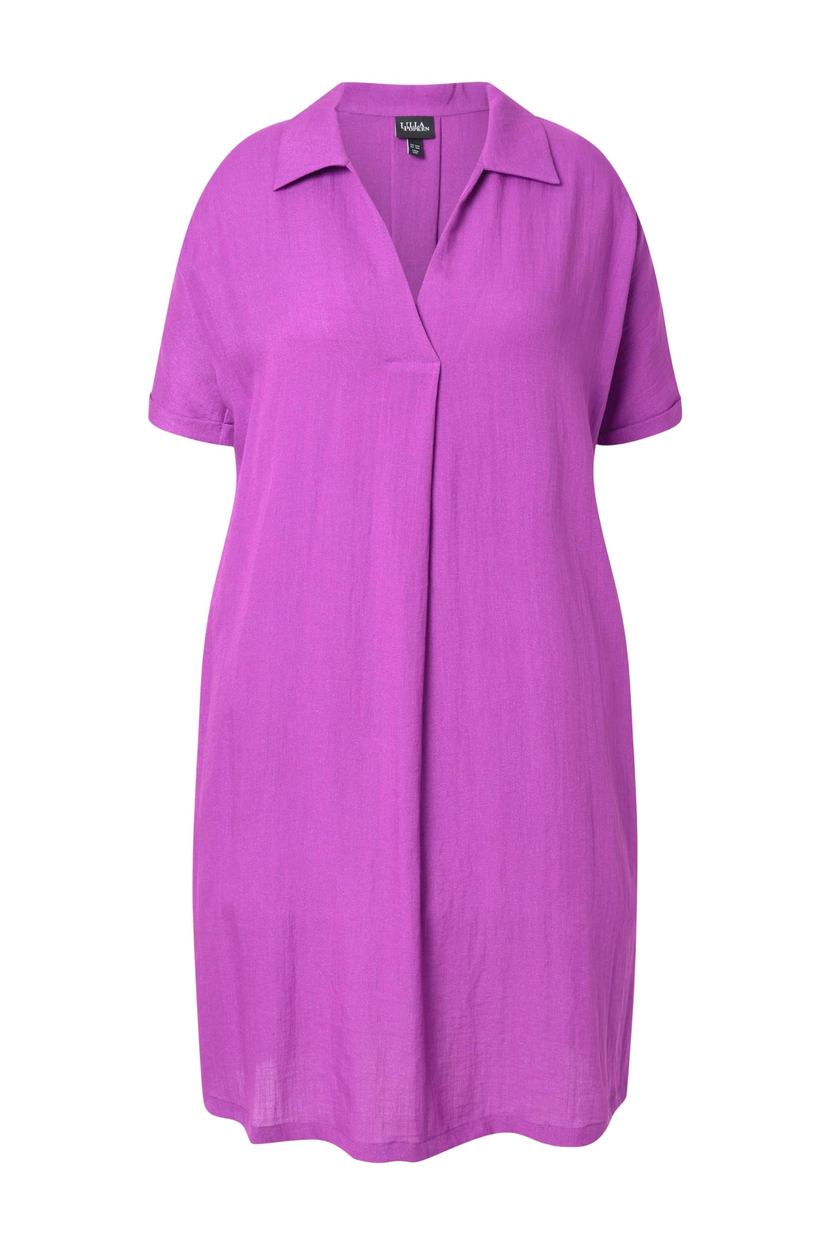 Ulla Popken Minikleid, Oversized, Hemdkragen, V-Ausschnitt, Halbarm Abito Casual con Colletto Donna (Pacco da 1)