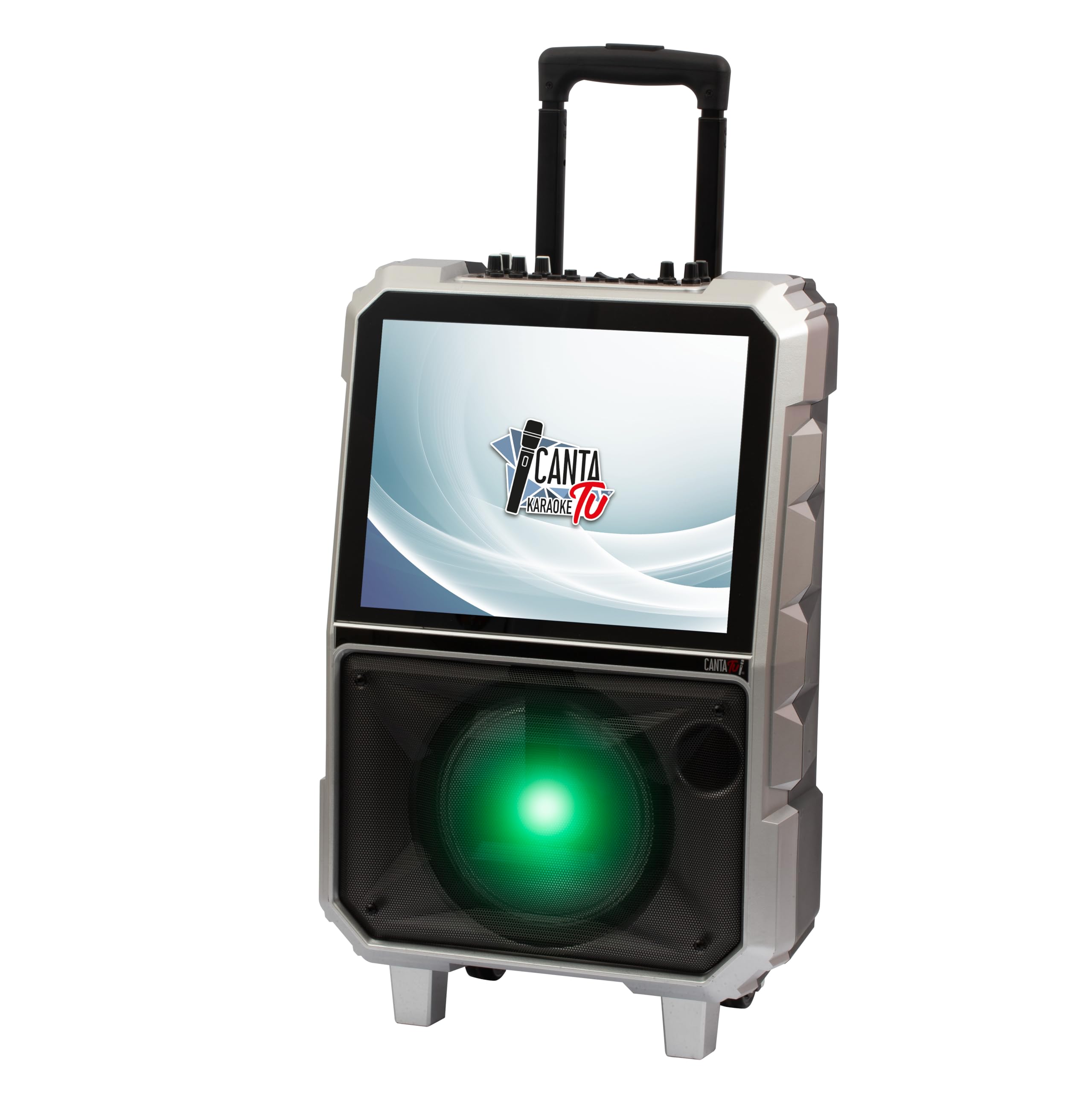 Canta Tu Karaoke 1.5 2024-Karaoke Professionale Con Microfono Wireless, Nuovo Sistema Operativo, Display Touch Più Ampio,Connessione Wi-Fi, Effetti Vocali, Batteria Ricaricabile,Voice Changer, Argento