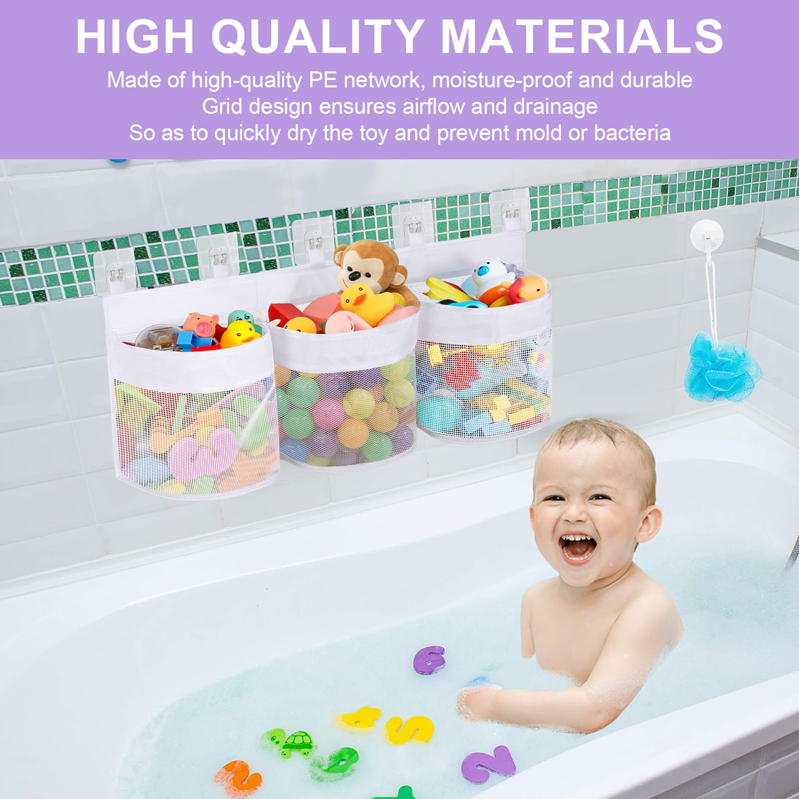 Bixury Sac à Jouet du Bain Organisateur de Jouets de Salle de Bain Sac de Rangement
