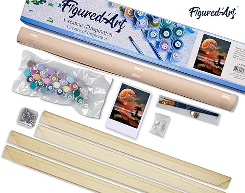 Vista 81 de Figured'Art - Juego de pintura por números, lienzo enrollado sin marco, para manualidades, para adultos, 16 x 20 pulgadas, jarrón de peonías