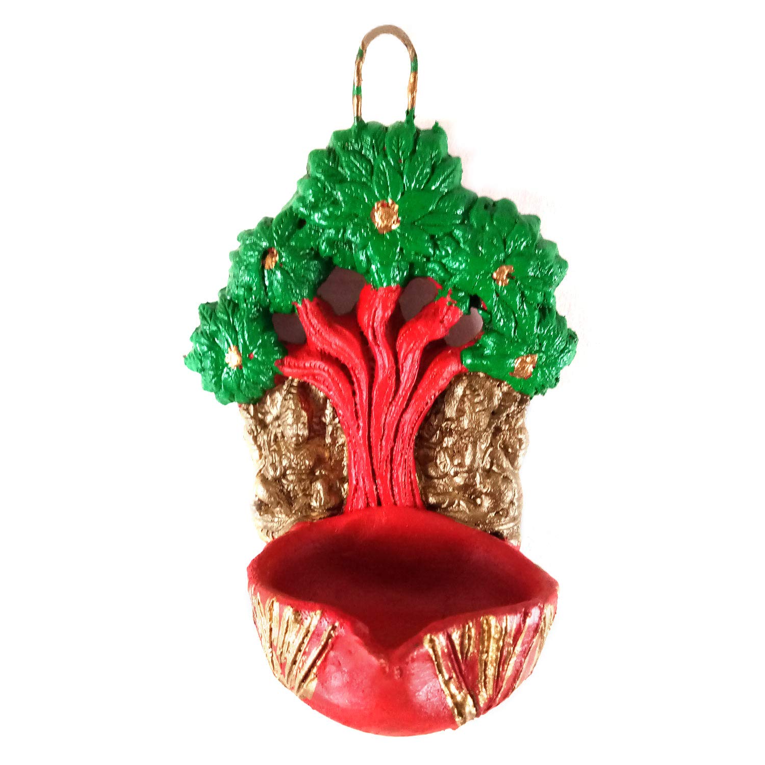 India Meets India Christmas Hanging Terracota Diya Handpainted Ganesh Ji & Lakshmi Goddess - Pack of 2|Best