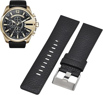 DZ4344 26mm Black Leather Watch Strap Compatible With Diesel
