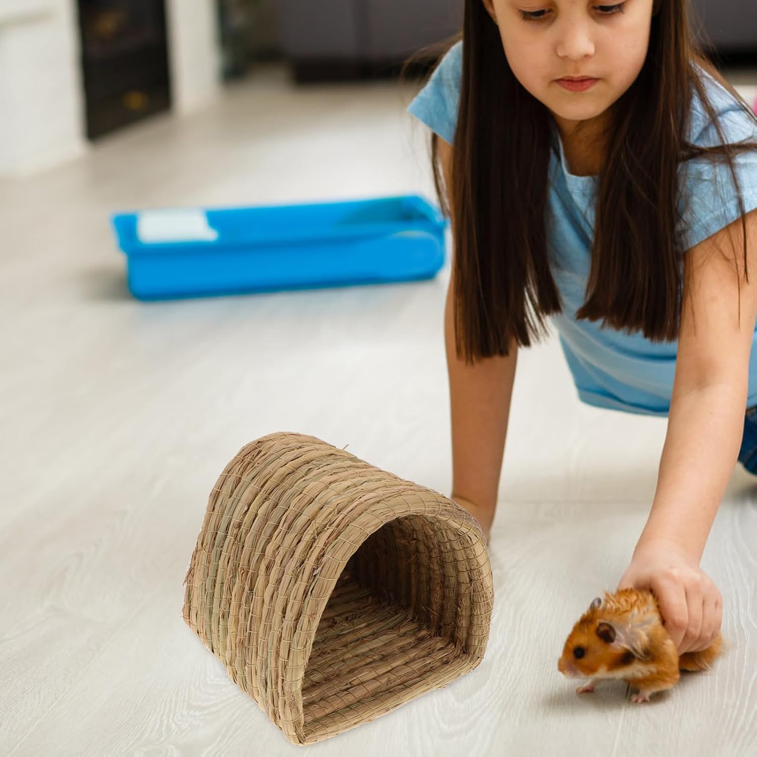 BESPORTBLE Rustic Straw Woven Nest for Hamsters Bunnies Small Animals Comfortable Chicken Coop Bed
