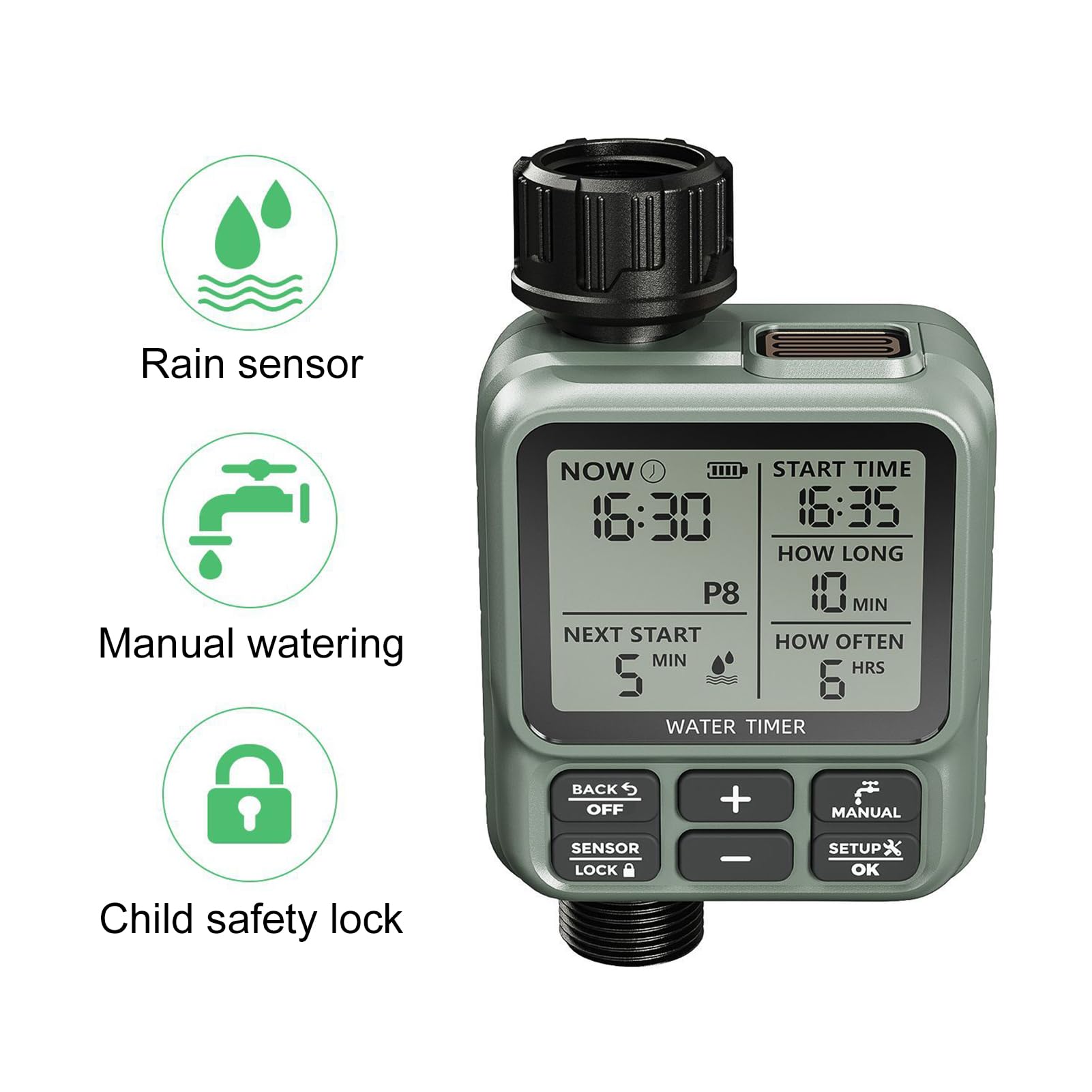Temporizador de Agua Programable con Pantalla LCD para Jardín