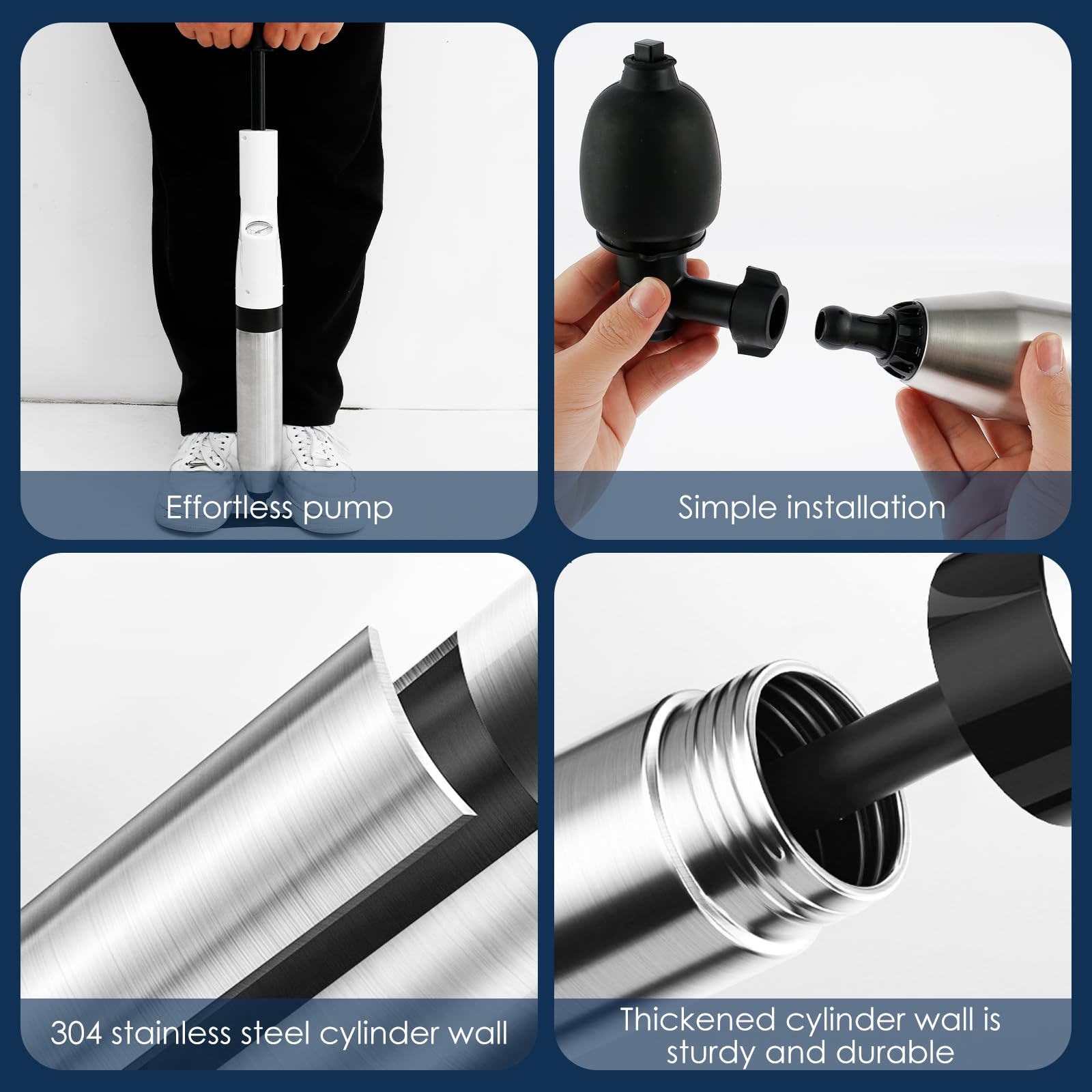 Air Toilet Plunger Toiletten Pömpel Piston WC Haute Pression Set 5 en 1 Toilet Plunger High Pressure Plunger Clog Remover pour toilettes, lavabo, baignoire, siphon de sol