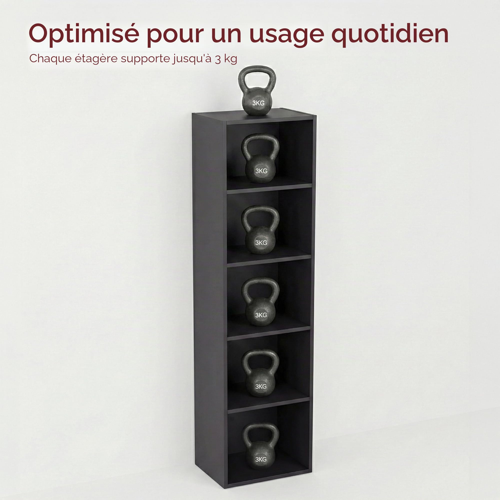 Vida Designs Oxford Cube Bibliothèque, Hêtre, Noir, 5 Tier