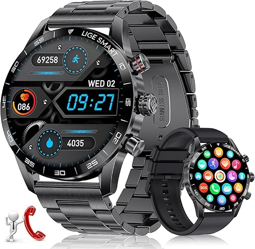 BANGWEI Relojes inteligentes para hombre, respondehacer llamadas, 1,43 pulgadas, AMOLED HD, pantalla táctil, reloj rastreador de actividad física