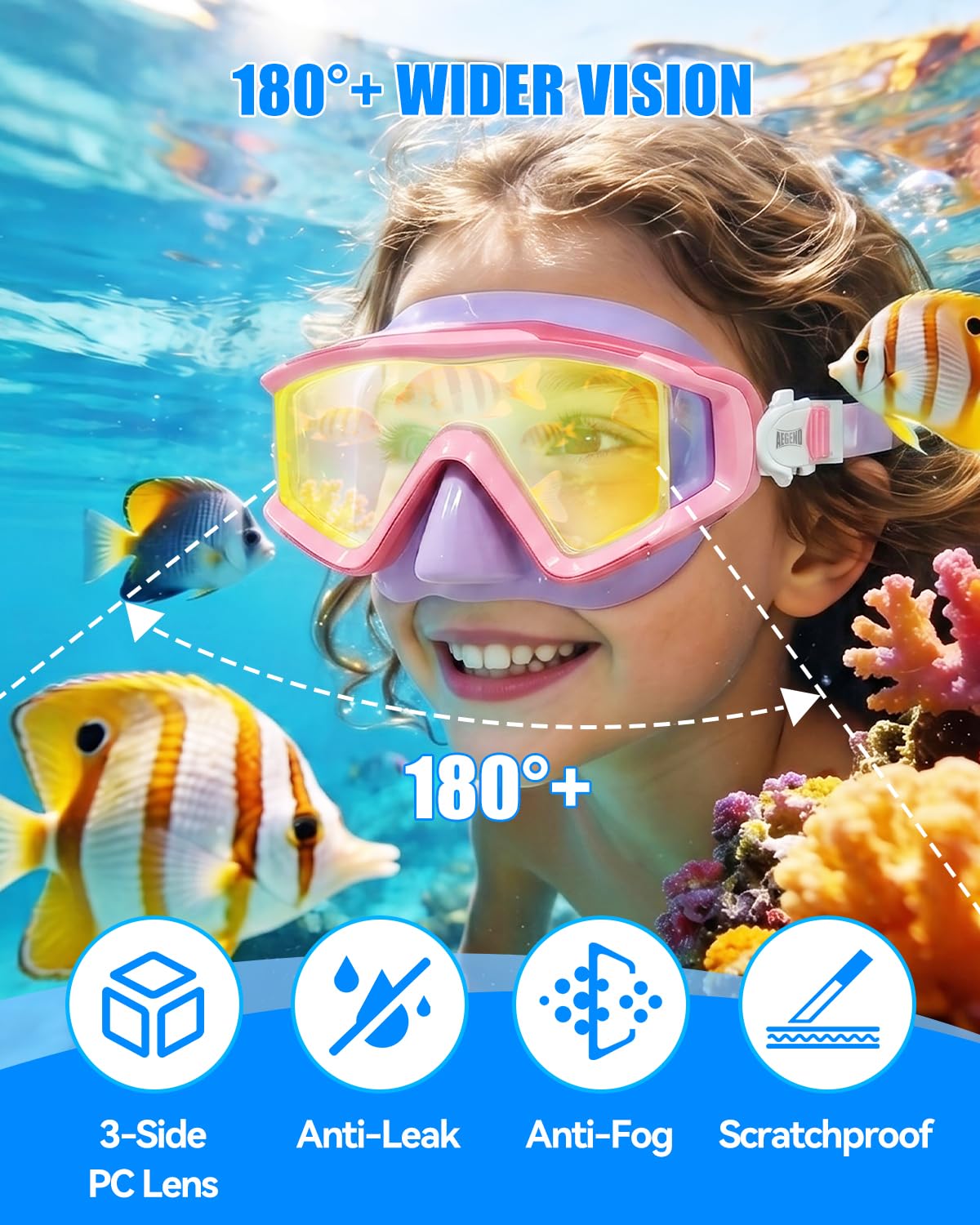 Aegend Gafas de natación para adultos y niños, gafas antivaho de visión amplia de 220° con bolsa de malla para interiores y exteriores, piscina, playa, natación