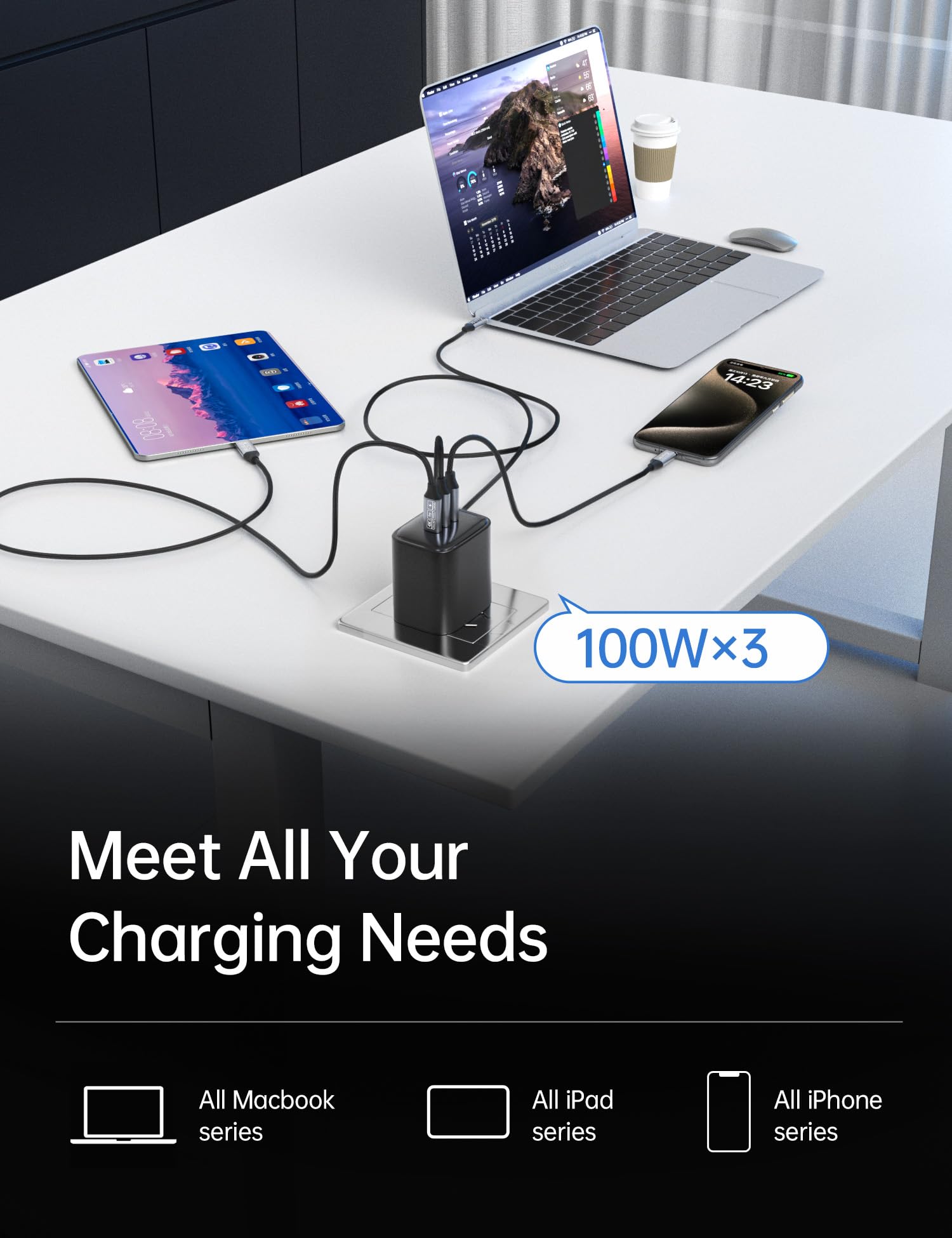 CAKOBLE USB-C to USB-C 3.1 Gen2 Cable 10Gbps Data Transfer, 100W 20V/5A USB Type C PD Fast Charging Cable 4K Video Output Compatible with Thunderbolt 3, MacBook Pro, Galaxy S21 3M