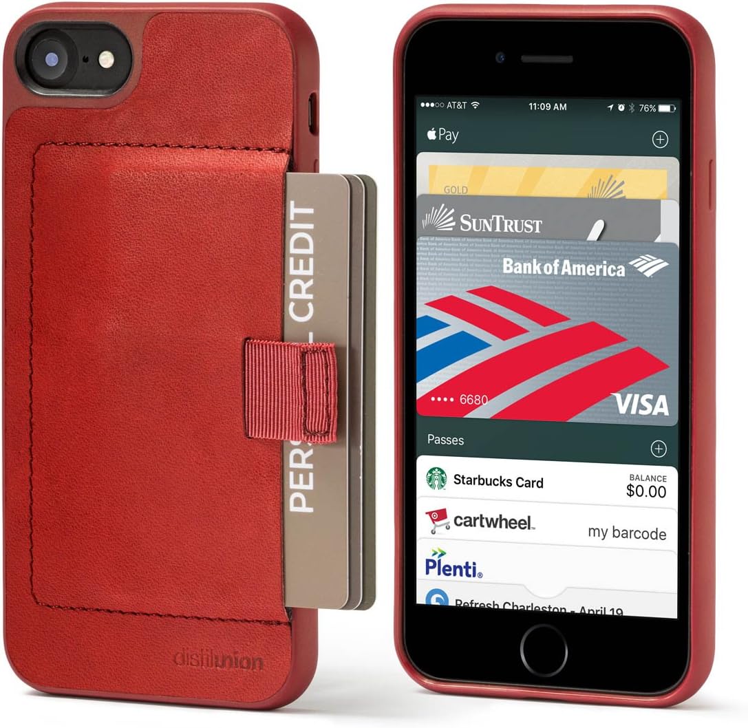 Distil Union Wally Wallet Case for iPhone 7 / iPhone 8 - Genuine Leather Protective Case (Rust)