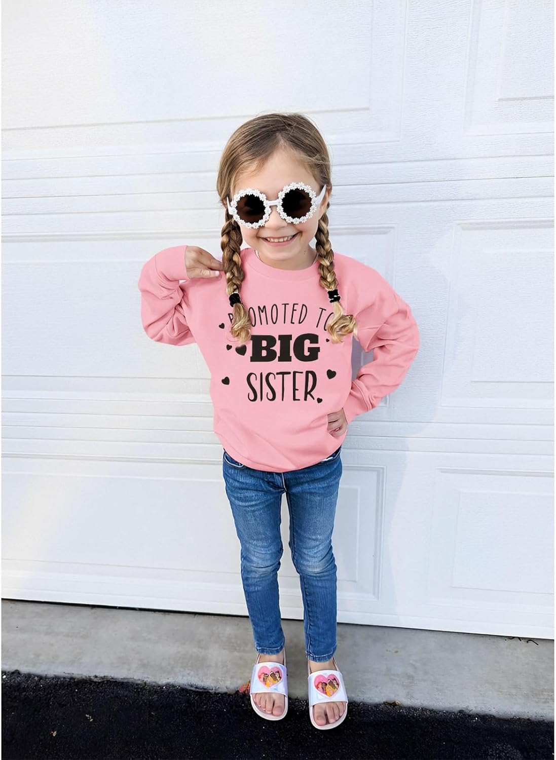 MODNTOGA 幼児 女の子 Big Sis クルーネック スウェットシャツ Promoted To Big Sister グラフ