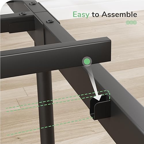 Miniatura 19 de Novilla - Base de cama con cabecera y estribo, plataforma de metal de 14 pulgadas con almacenamiento debajo de la cama, no necesita somier, soporte