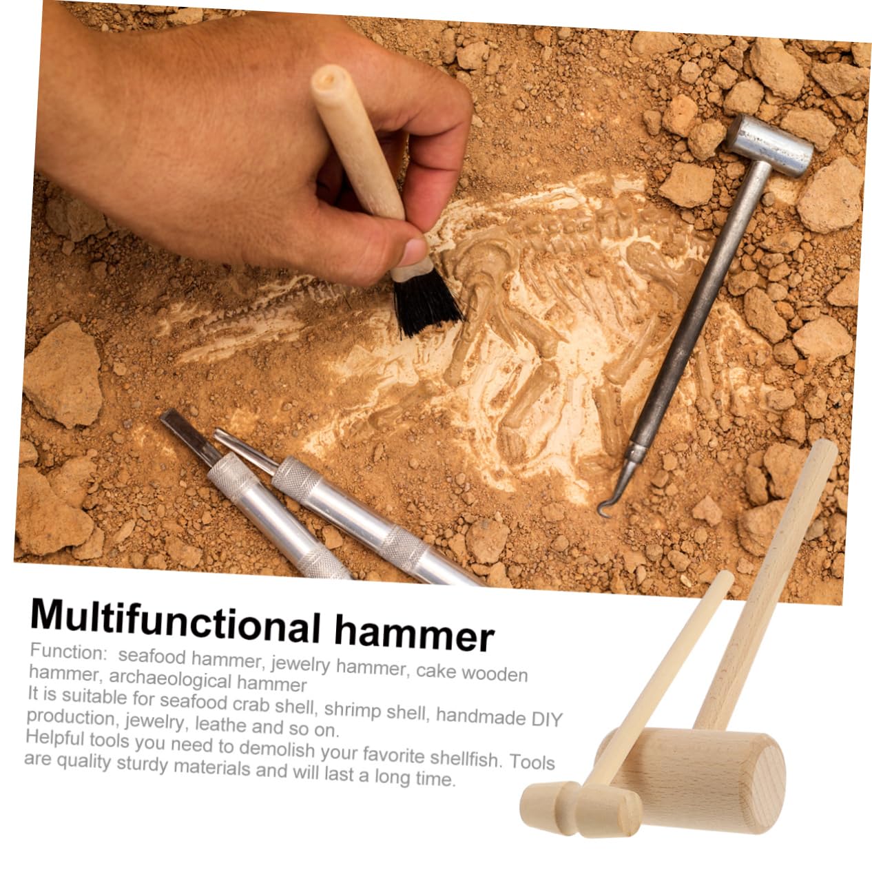 Cabilock 12pcs Wooden Lobster Hammer Smooth Finish Archaeological Diy Hammer for Seafood Jewelry Making