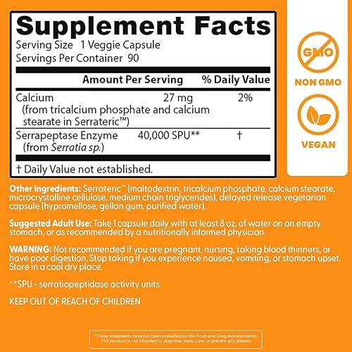 Miniatura 3 de Doctor's Best Best Serrapeptase (40.000 unidades)., DRB-00149, 1, 1