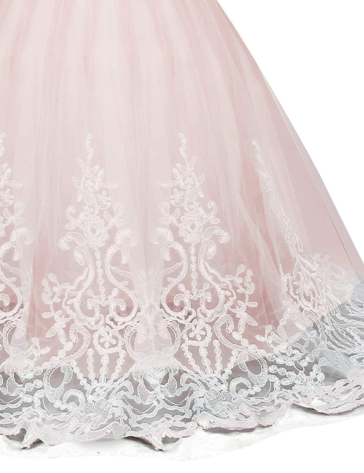 Ragazze Pizzo Tulle Ricamato Principessa Lungo Prom Partito Abito Da Sfera Abiti Formale Principessa Vestito Belli Abiti Da Festa per Bambini Ragazza