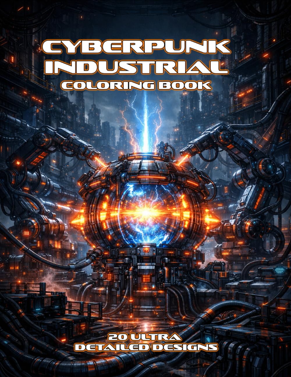 Cyberpunk Industrial Coloring Book: Ultra Detailed Futuristic Factories, Robots, Automation Systems and Neon Tech Worlds for Adults Stress Relief (Cyberpunk Coloring Series)