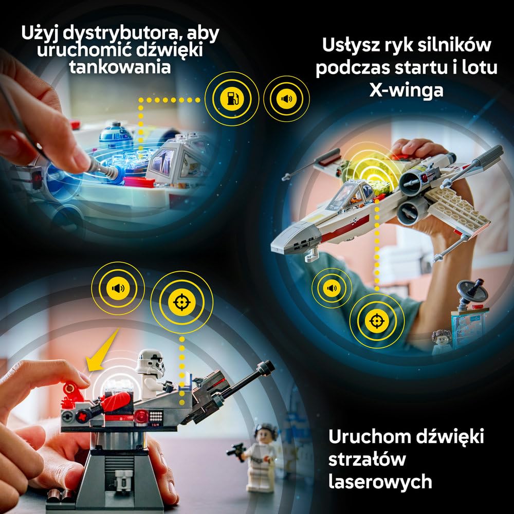 LEGO Star Wars SMART Play: X-Wing Czerwona Piątka Luke’a 75423 | Interaktywna zabawka dla dzieci 6+, seria SMART Play, prezent Star Wars, klocki dla chłopca i dziewczynki, 581 elementów