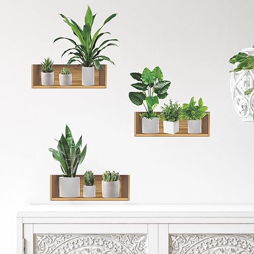 Miniatura 6 de Calcomanías de pared con diseño de plantas verdes, hojas verdes, cactus suculentas, calcomanías de pared extraíbles de vinilo para despegar y pegar