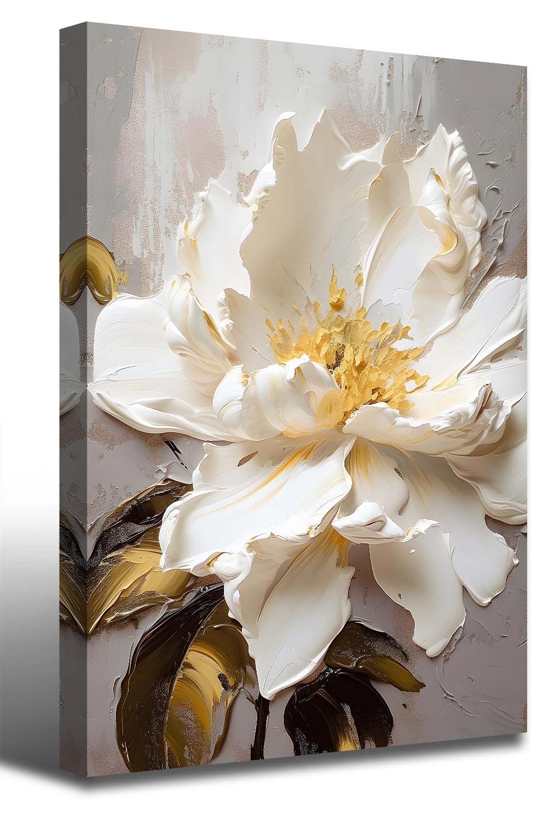 Large Wall Art for Living Room Hallway - White Elegant Floral Canvas Prints, Flower Pictures Wall Decor, Pictures for Bedroom Kitchen Hallway Office Wall Decoration, Framed 32" W x 48" H