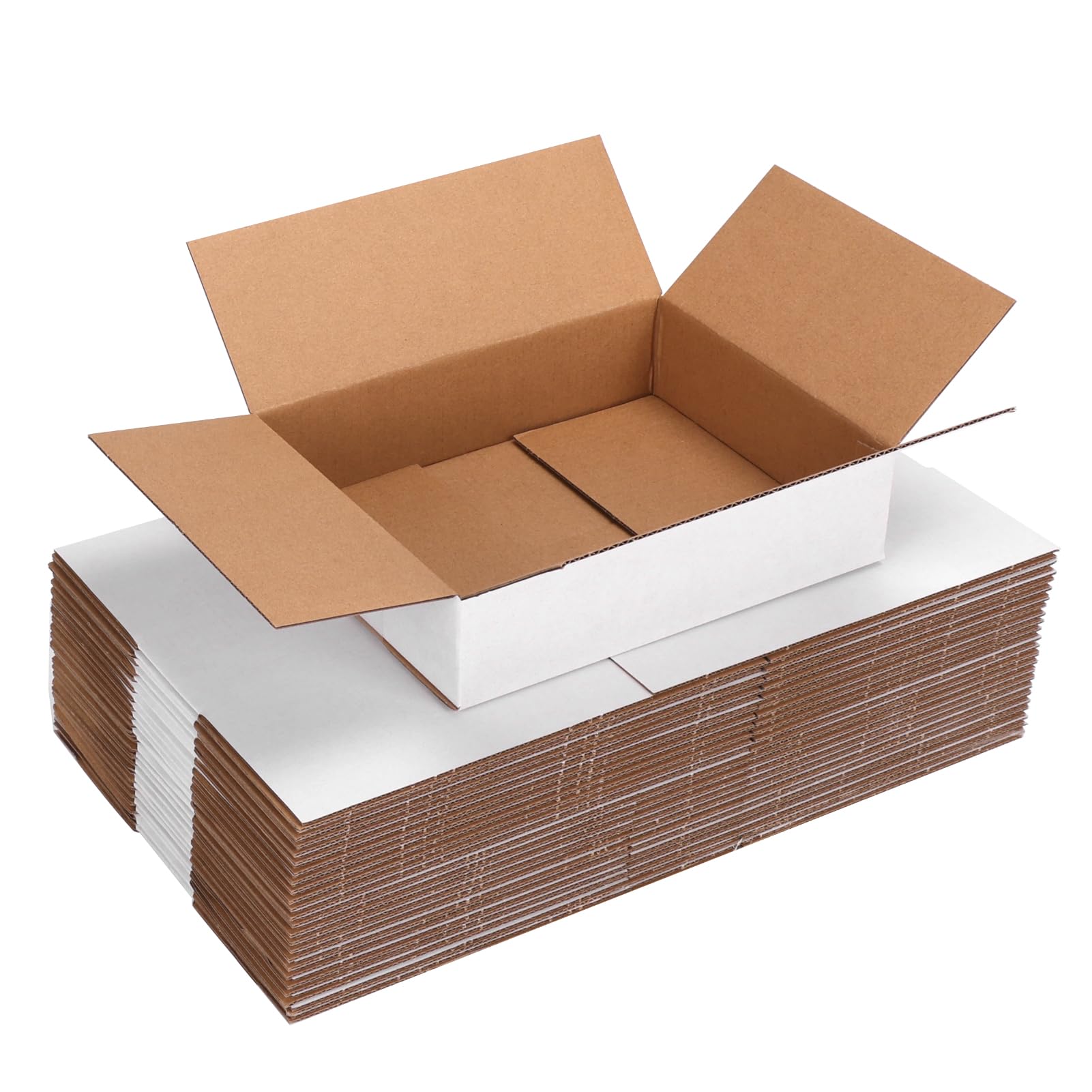 Wtrgas 25 Packs Small Shipping Boxes 8x6x2 Inches, White Corrugated Cardboard Box for Shipping, Packing, Business, DIY