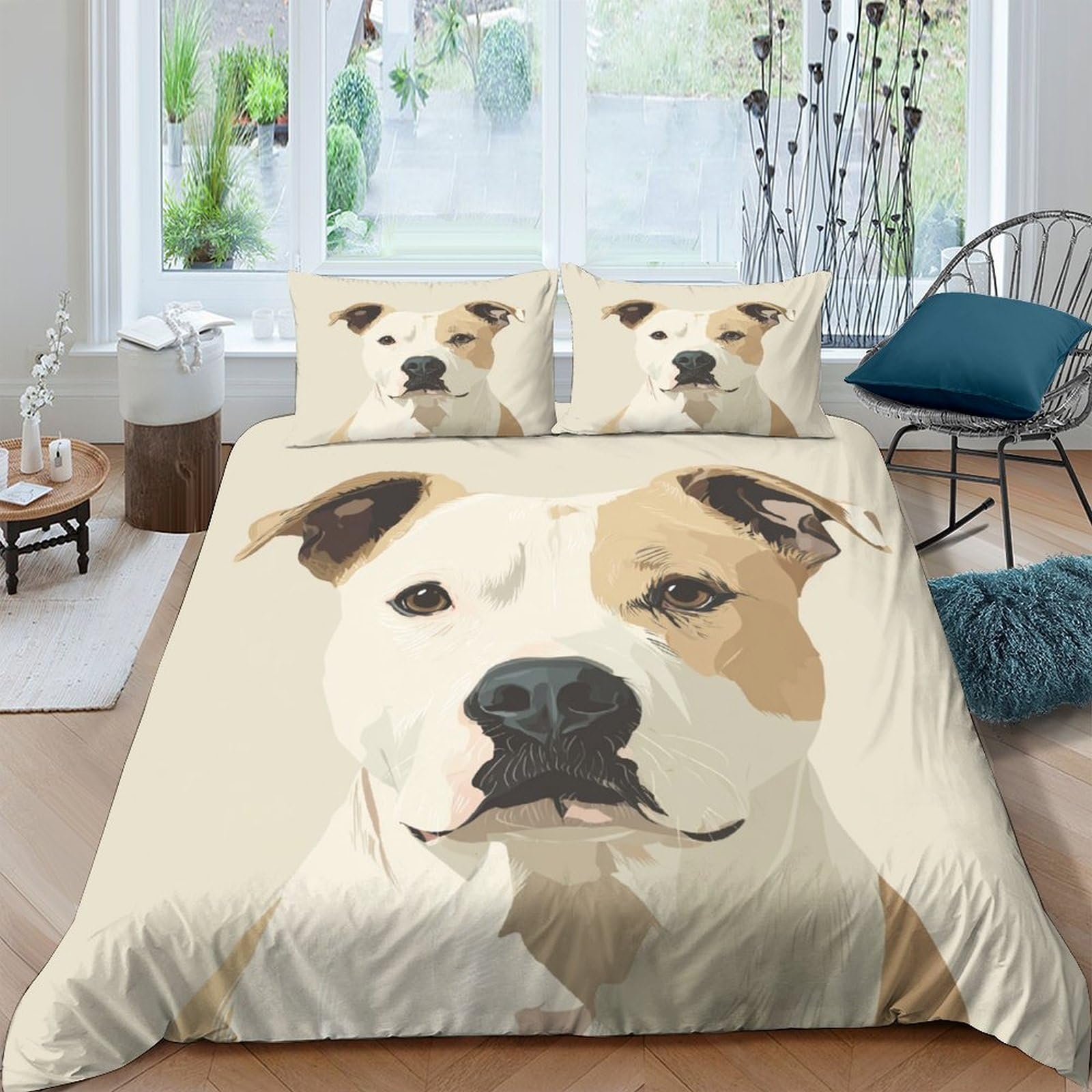 Ctjqhvkz Style-3 3D Printed Brown White Dog Fitted Sheet Microfiber Soft Cartoon Puppy Bed Cover For Bedroom Guestroom Modern Decor Single（135X200cm）