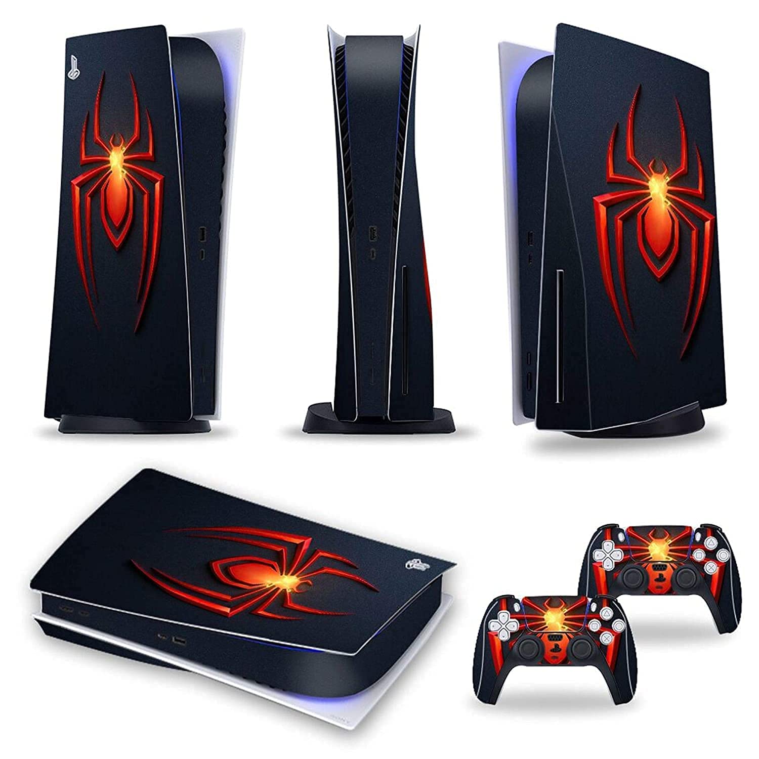 WALLTON PS5 Skin Protective Wrap Cover Vinyl Sticker Decals for Playstation 5 Disk Version Console and Two Dual Sense 5 Sticker Skins Black PS5 Skin Console and Controller - Spider Man Logo [video game] (B09C2H3L82) Amazon Price History, Amazon Price Tracker