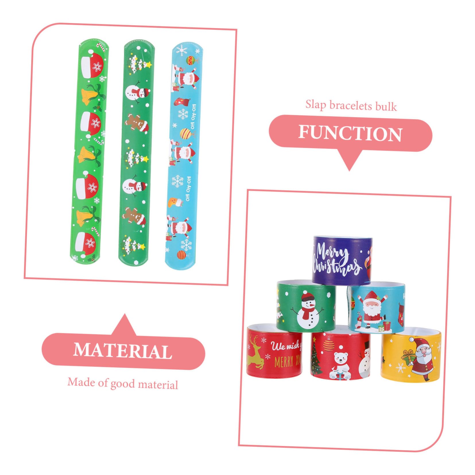 96 Piezas Pulseras Slap de Navidad PVC Cómodas y Creativas para Fiestas y Regalos Festivos Accesorio Versátil para Cumpleaños y Celebraciones Navideñas