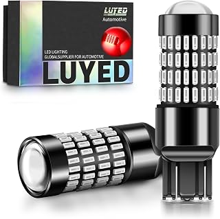 LUYED 7443 7440 LED Bulb 3400 Lumens Extremely Bright 4014 102-EX Chipsets 7441 7444 992 LED Bulbs with Projector for Backup Reverse Lights Tail Brake Signal Lights,Brilliant Red,Pack of 2