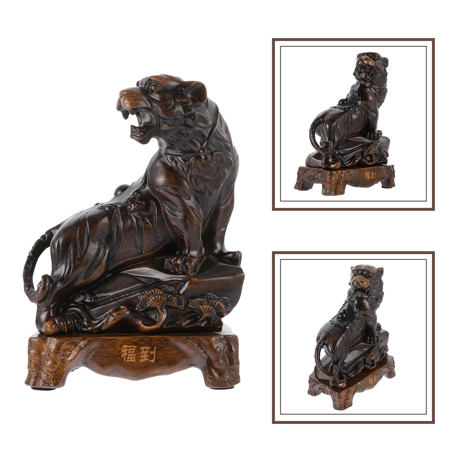 Toddmomy Kreative Kleine Tigerfigur aus Kunstharz für Schreibtisch und Innenraum Stilvolle Vintage Tiger Statue mit Stabiler Basis als Glücksbringer