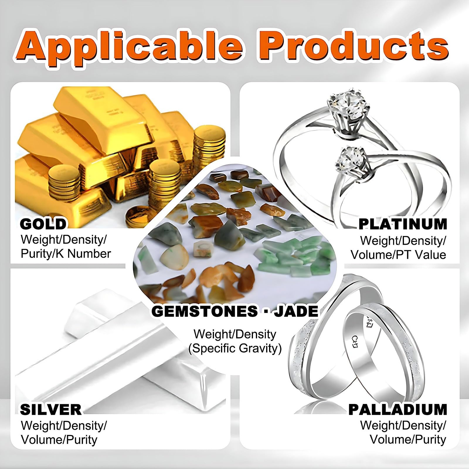 Goldanalysegerät Goldprüfmaschine, Dichteauflösung 0.0001 g/cm³, Präzision 0,001 g Für Edelmetallprüfung Und Schmuck Analysegerät Für Gold Silber Platin Palladium(Shop-120g)