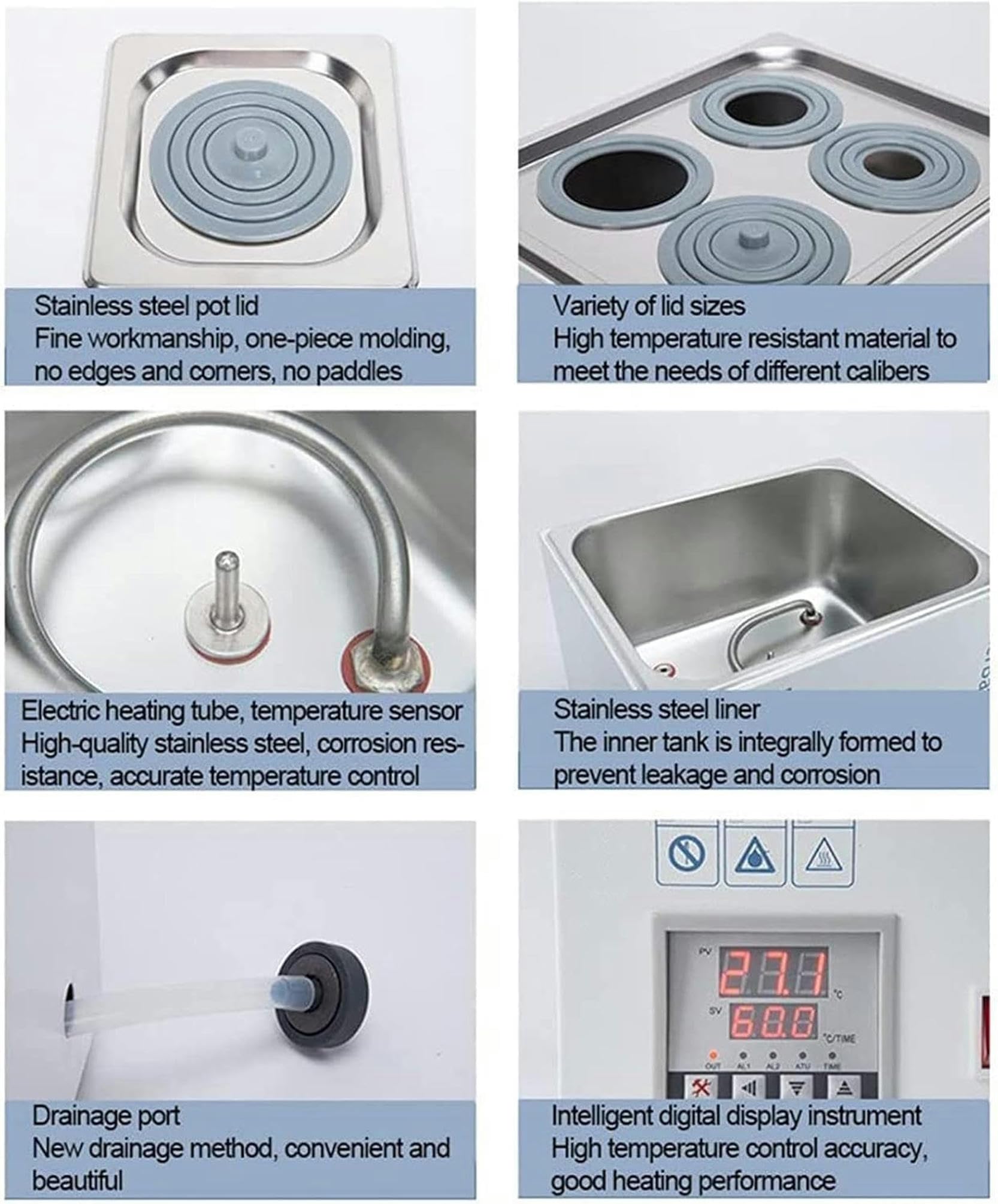 Baño María digital de temperatura constante, baño María de laboratorio de 1/2/4/6 pocillos, equipo de laboratorio de baño María eléctrico de temperatura constante, RT5 a 100 °C, función de temporiza
