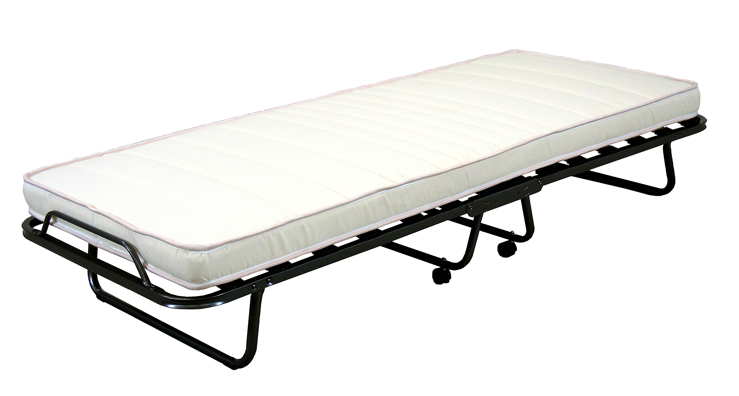 Letto Brandina Pieghevole salvaspazio 80x200 con Materasso singolo da 10 CM con 15 doghe in Betulla/Eucalipto - struttura in Acciaio dotata di rotelle - MADE IN ITALY