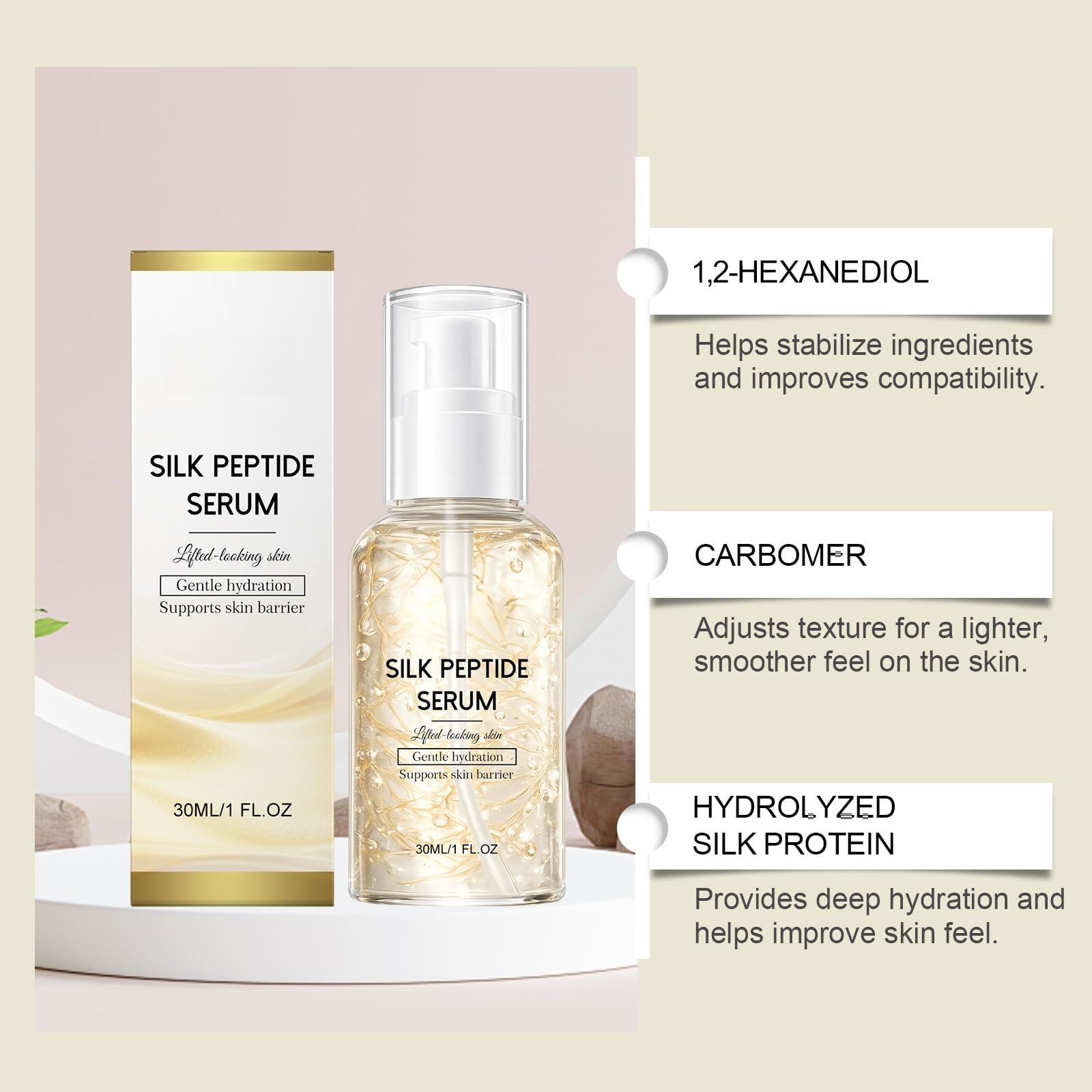 Deep Collagen Silk Peptide Lifting Serum wygładzające i nawilżające krem do twarzy, intensywnie nawilżający i ujędrniający esencja do twarzy, lekka codzienna esencja do pielęgnacji skóry (6 sztuk)