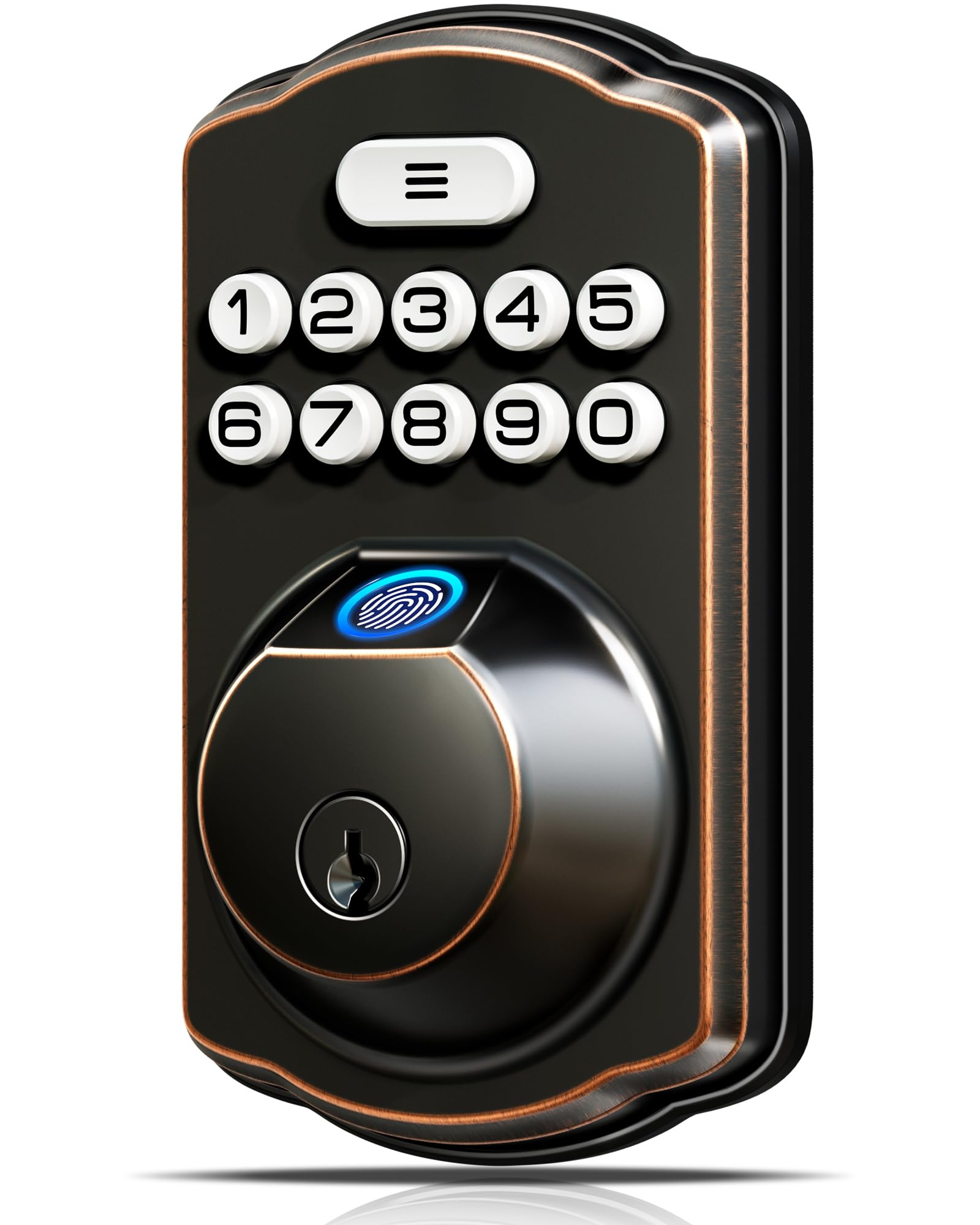Fingerprint Keyless Entry Door Lock, Auto Lock, Electronic Keypad Deadbolt for Front Door, Biometric, Anti-Peeking Password, Easy Install, Oil Rubbed Bronze