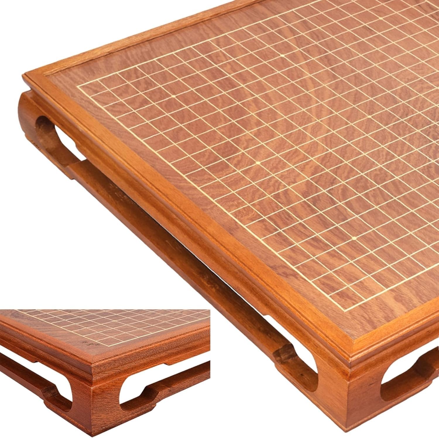 Jeu de Go avec Table en Bois de châtaignier doré, 21 x 19 Pouces, 361 Pierres GO, 2 Joueurs - Jeu de Stratégie Classique pour Adultes à partir de 120 Mois