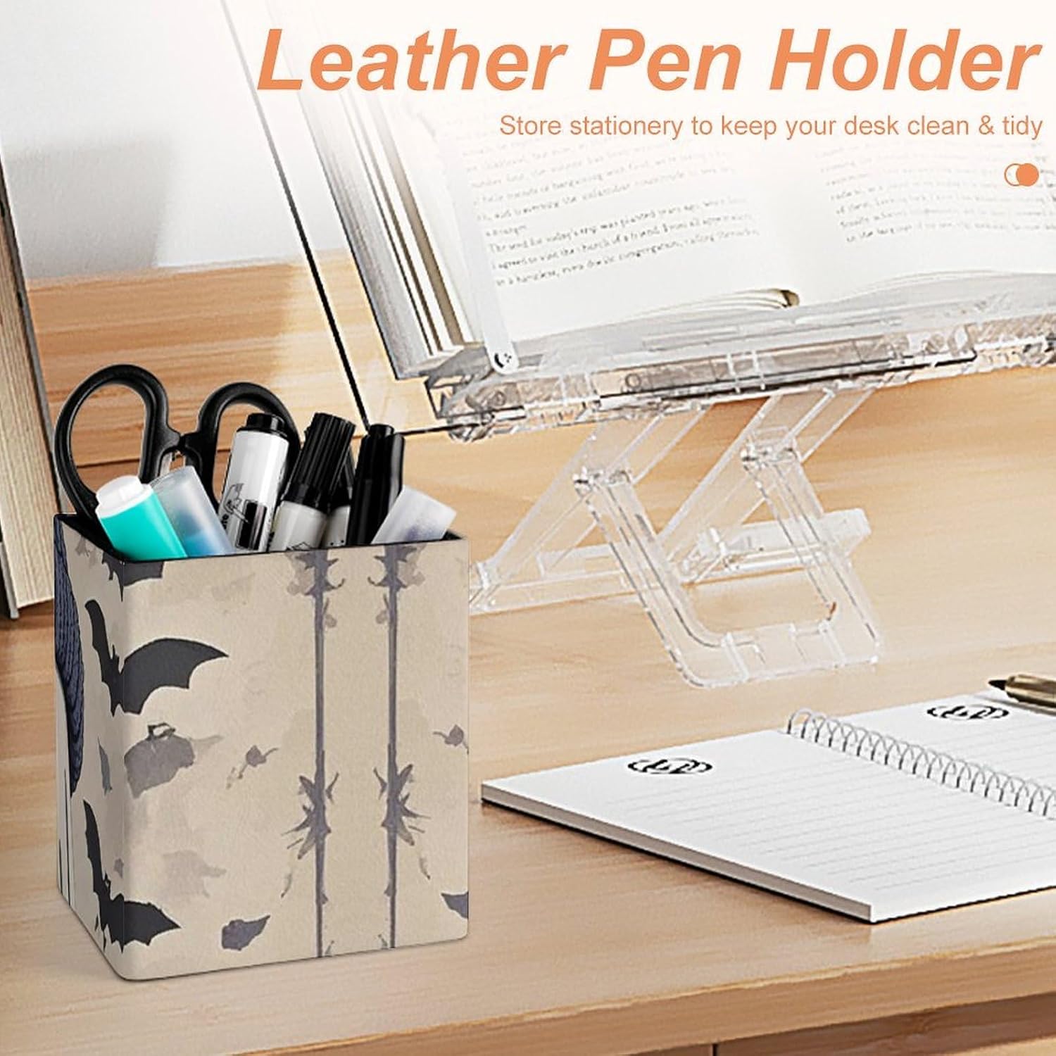 Coffee Lover Leather Pen Holder for Office, Modern Pencil Holder image 4