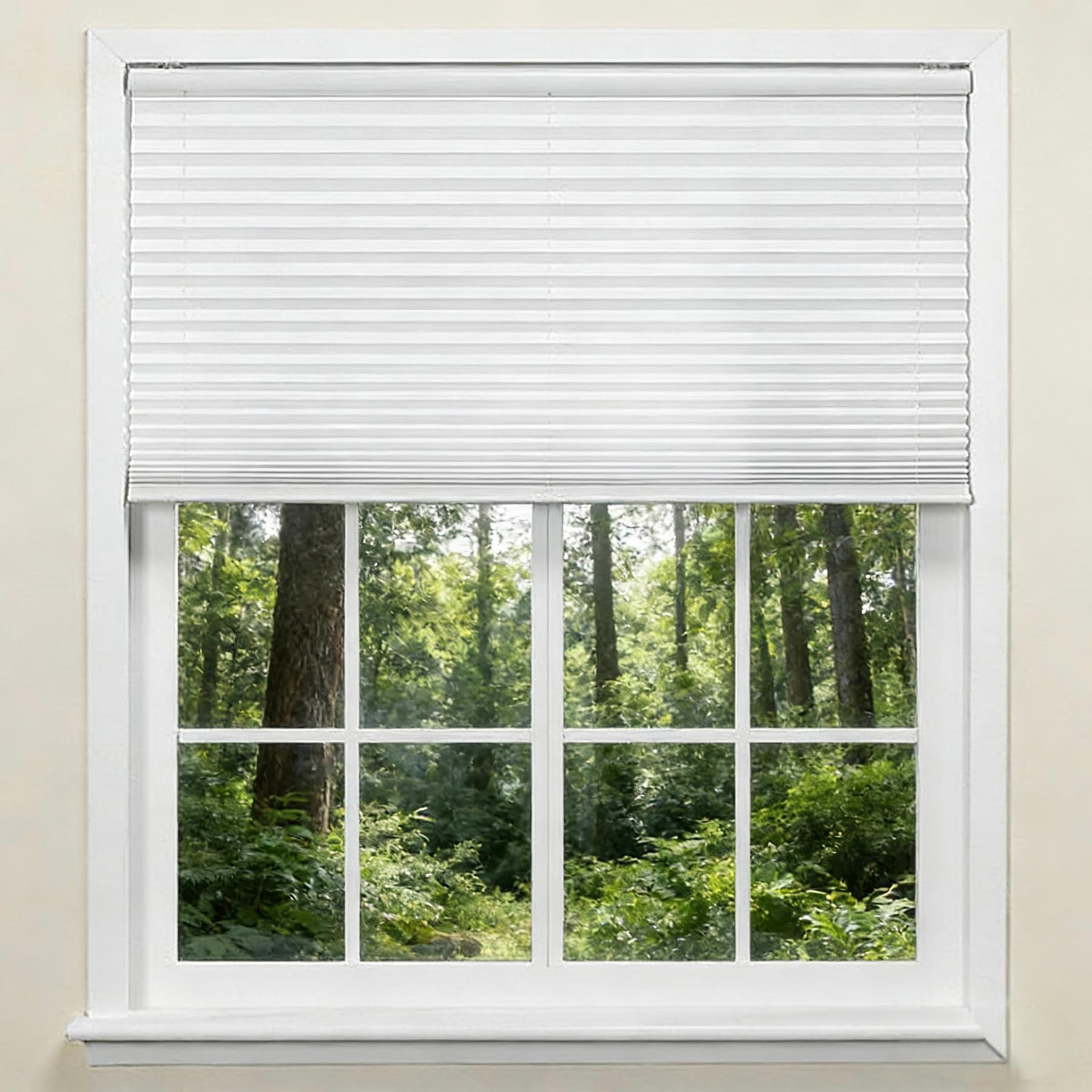 Store Plissé 35 x 90 cm Blanc Réglable à Double Sens pour Chambre