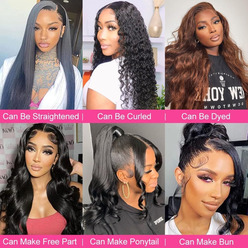 Grace Queen 200% Density 360 Lace Front Wigs Human Hair Pre Plucked 360 Body Wave HD Transparent Lace Front Wigs Human Hair for Women Glueless Full Lace Wig Brazilian Virgin Hair 20inch