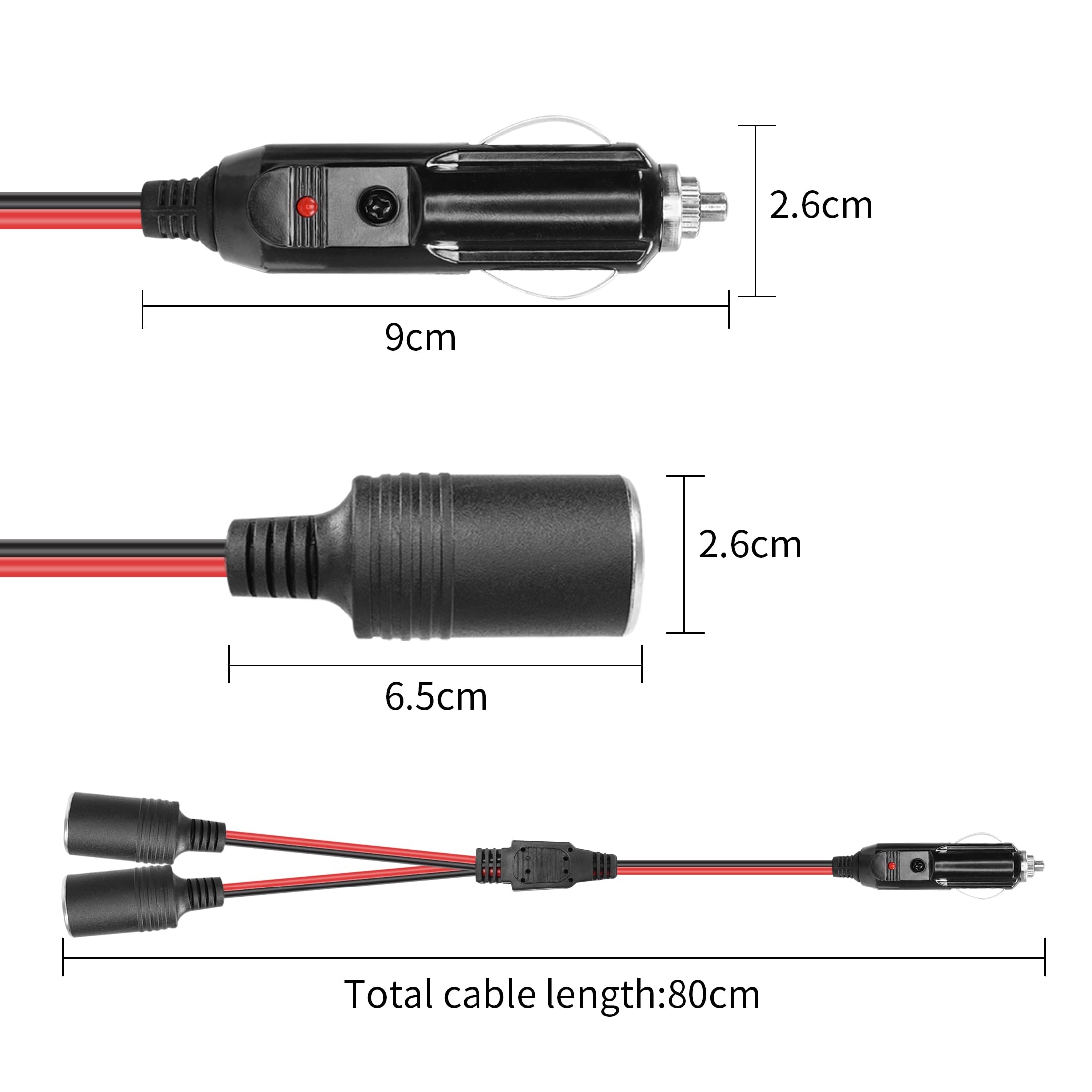 Cavo di prolunga per accendisigari per auto Splter per auto Cavo per