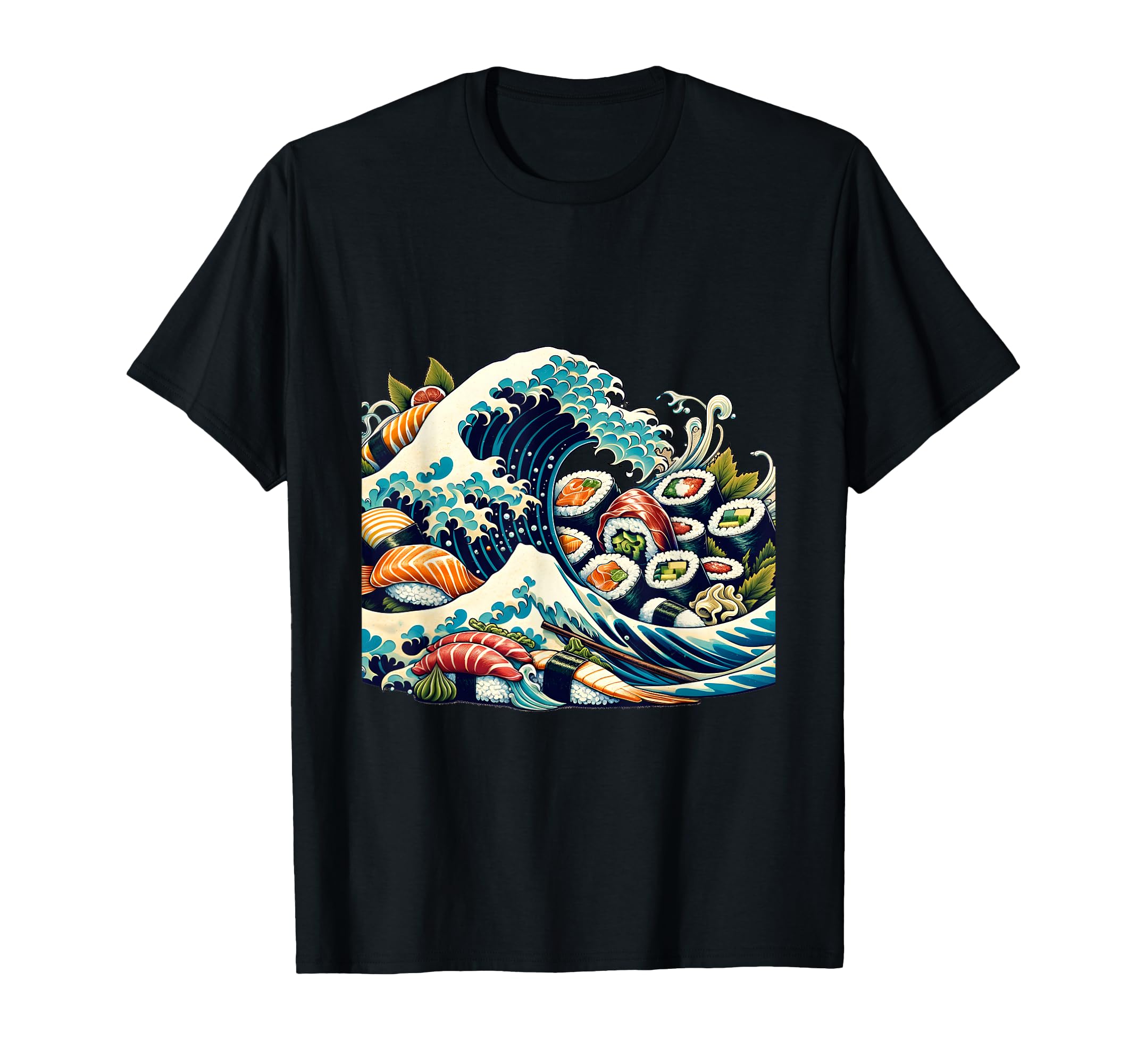 Sushi Wave Tees Great Sushi Wave Art Tee Japanese Food Lover T-Shirt