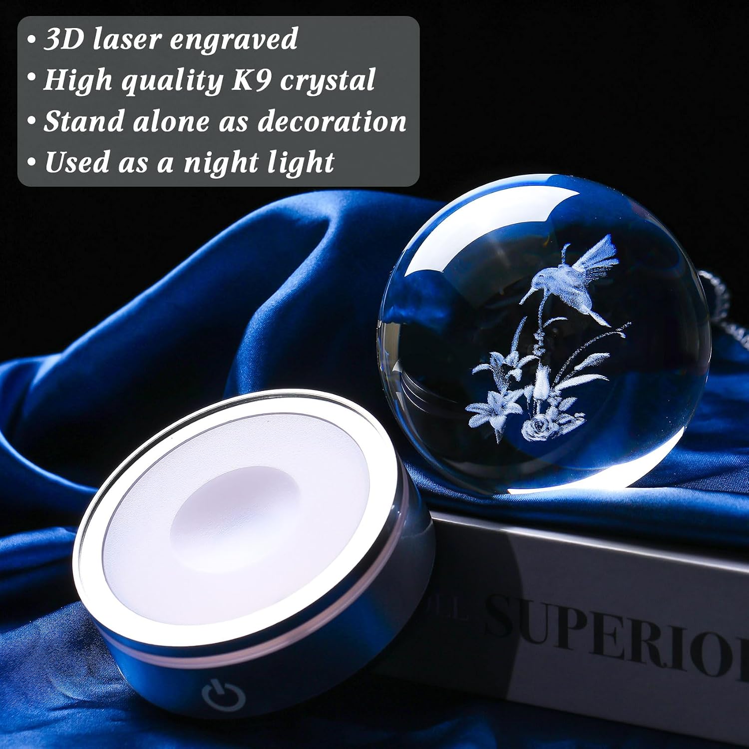 Movdyka 3D Crystal Ball Hummingbird Gifts for Women Men Unique image 3
