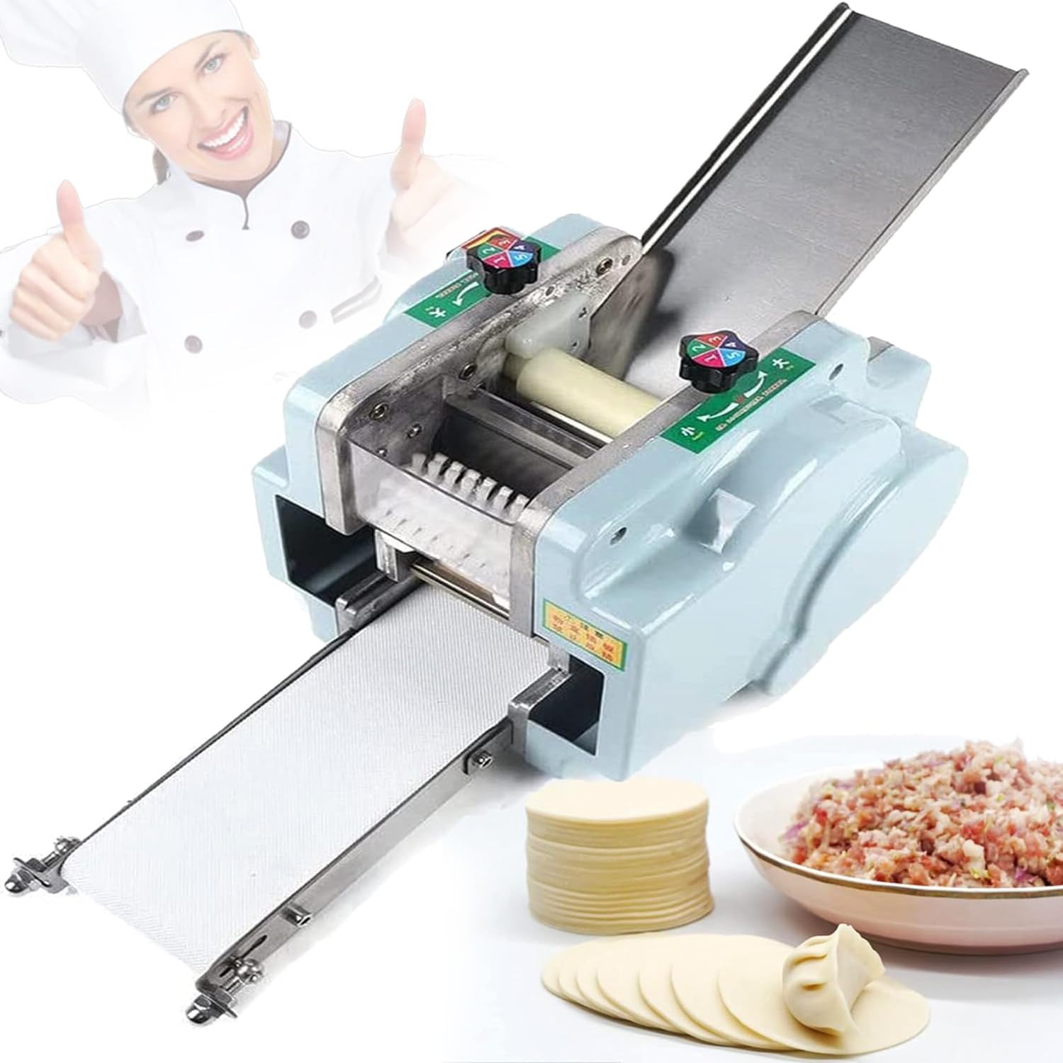 GLJTUO mixers for baking Stand Mixer Commercial Bakery Commercial Dumpling Wrapper Maker 50-60 pcs/min 3mm Electric Pasta Maker 8cm Automatic Dumpling Skin Wonton Machine Mold R,PastaMold