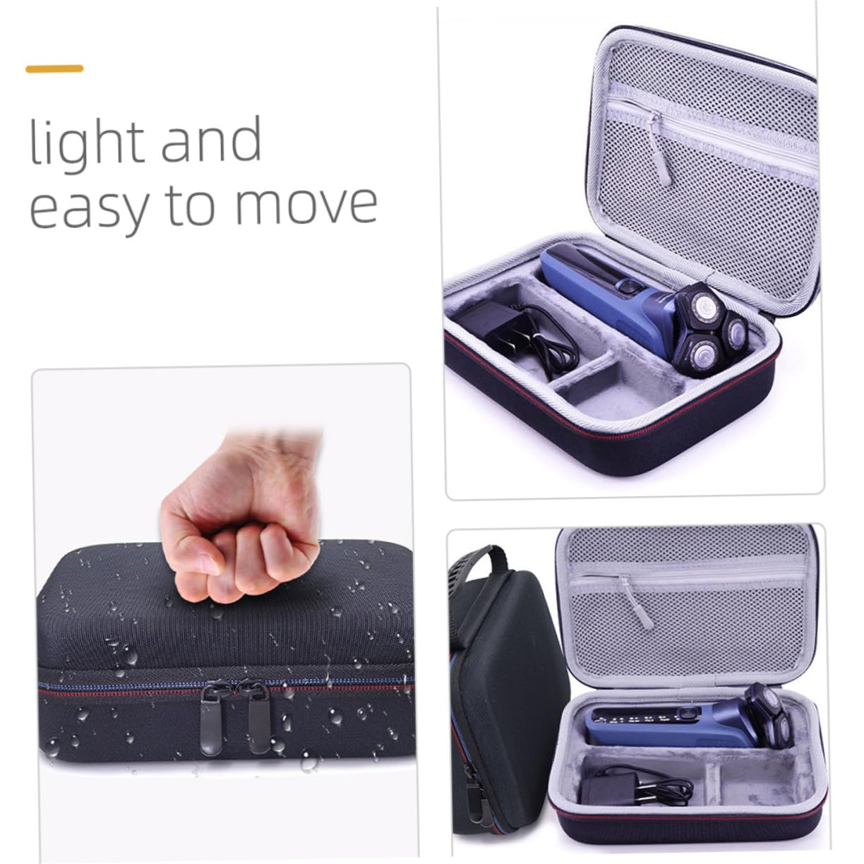 Custodia Organizer per Rasoio Elettrico in Eva Nera Portatile | Uso in Viaggio e Trasferte di Lavoro, Struttura Sottile, Formato Compatto per Contenere Accessori