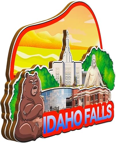 Miniatura 2 de Imán de Idaho Falls Idaho USA para nevera de madera 3D, monumentos de viaje, coleccionables, recuerdos, decoración hecha a mano -1508