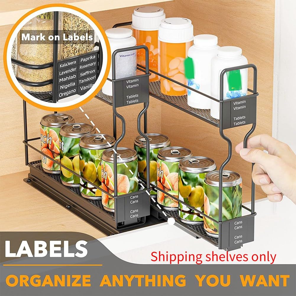 Organizador de especias, estante extraíble de 2 niveles para armario de cocina, estante organizador de cajones de especias para espacio pequeño, fácil de usar