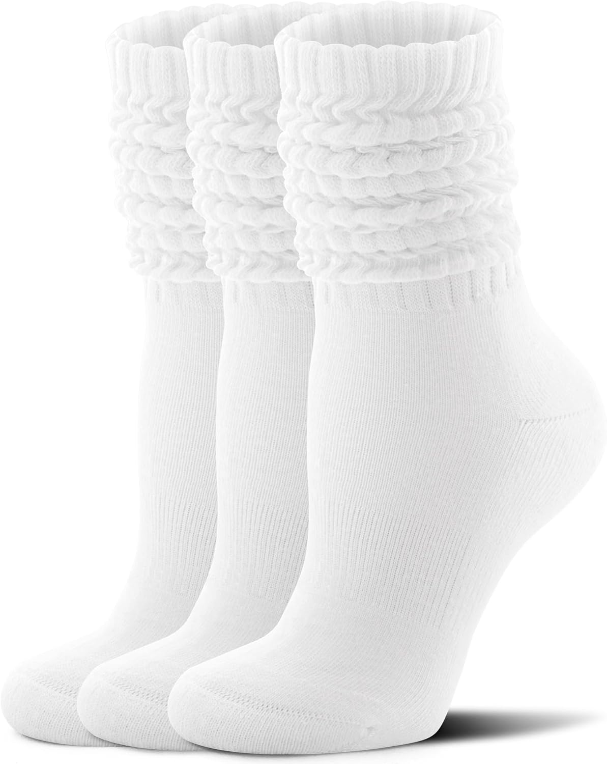 FITRELL Slouch Socks for Women, 3 Pairs Soft Cotton Knee High Scrunch Tube Boot Socks