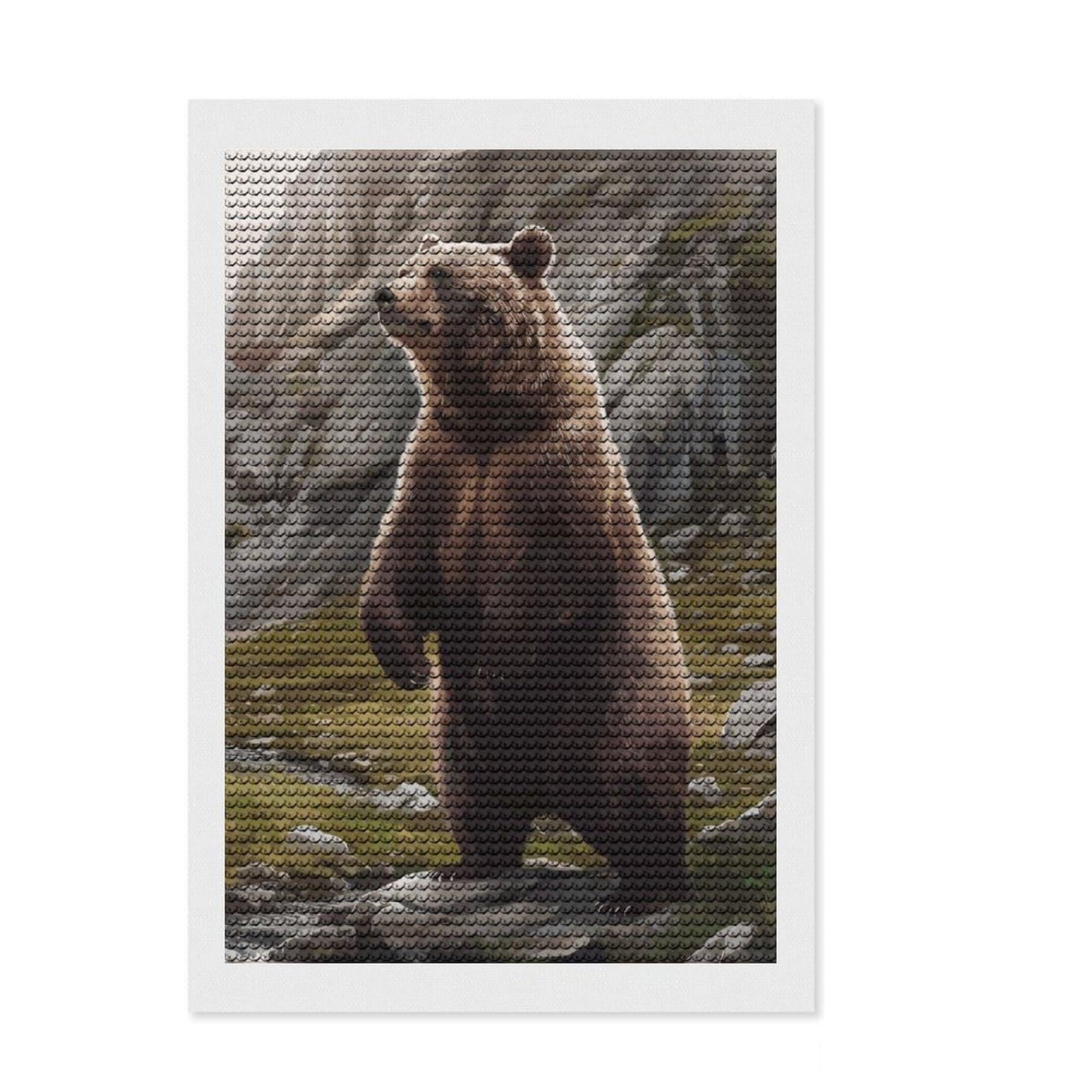 Junmoney Funny Bear Diamond Painting Set 8"x12", Relaxing DIY Hobby, Pleasing Wall Art Project, Farmhouse Decor, Birthday Gift