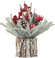 Vista 7 de Super Holiday Small Winter Christmas Tree, Artificial Mini Tabletop Christmas Tree Decorations with Christmas Ornaments, for Home Party Thankgivings